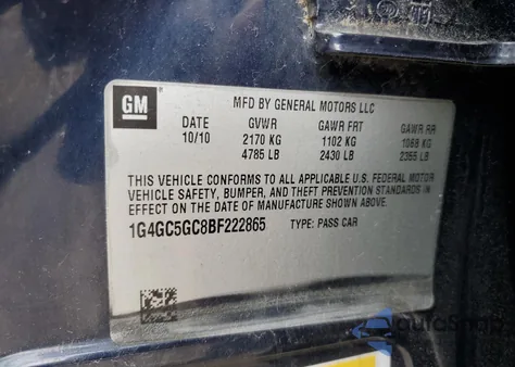 2011 Buick Lacrosse Cxl z USA, uszkodzony, nr VIN 1G4GC5GC8BF222865